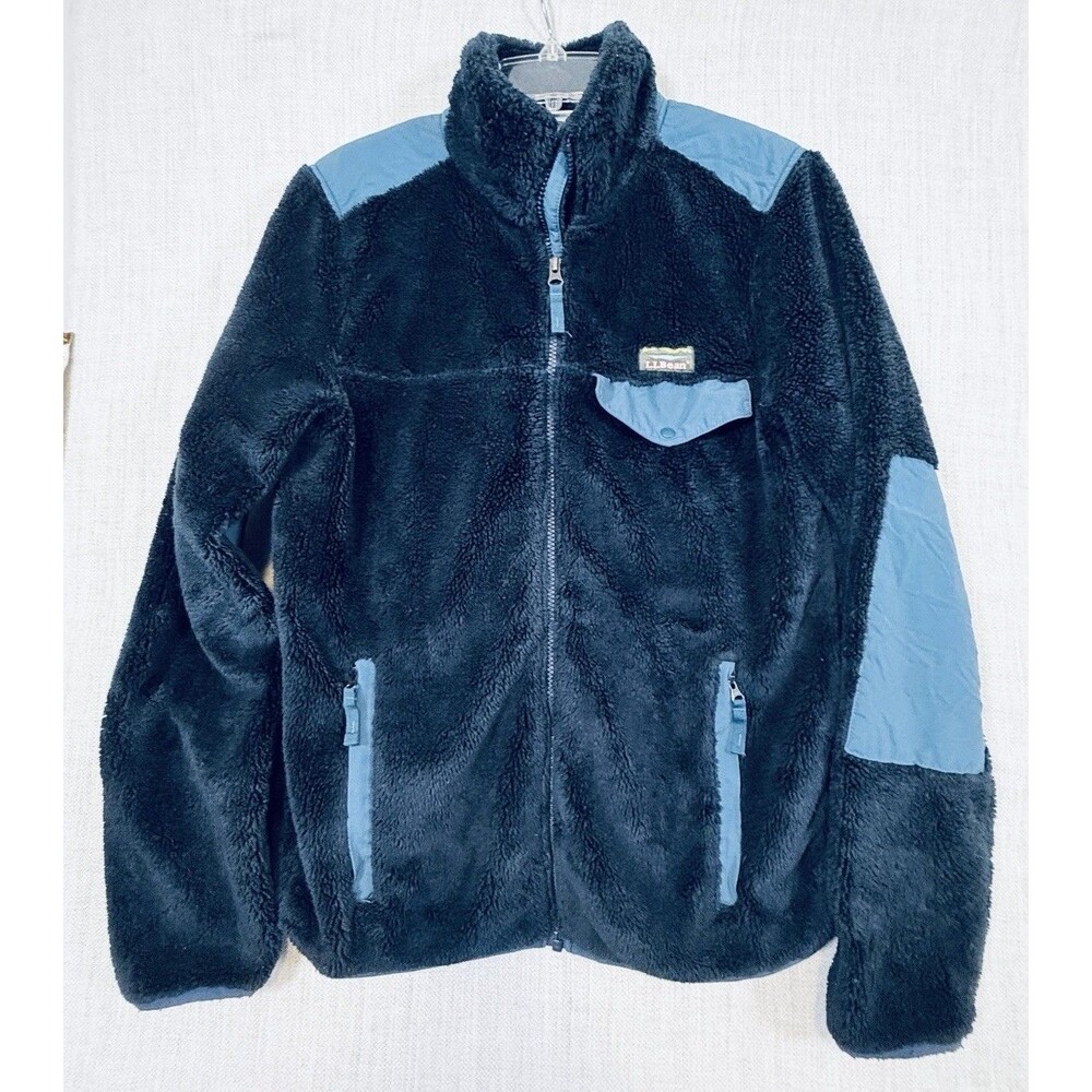 LL Bean Hi-Pile Fleece Jacket Deep Teal Pockets Full Zip Womens Small Gorp Cozy